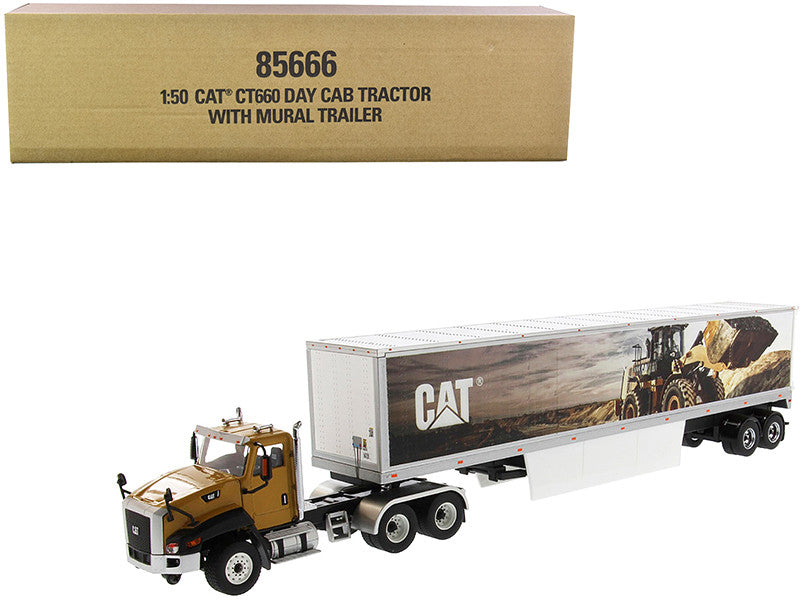 CAT Caterpillar CT660 Day Cab with Caterpillar Mural Dry Van Trailer "Transport Series" 1/50 Diecast Model by Diecast Masters by Diecast Masters