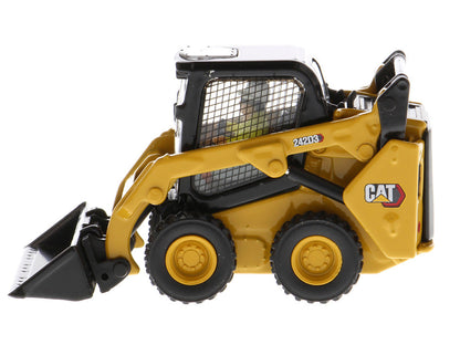 CAT Caterpillar 242D3 Wheeled Skid Steer Loader with Work Tools and Operator Yellow "High Line Series" 1/50 Diecast Model by Diecast Masters by Diecast Masters