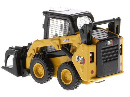 CAT Caterpillar 242D3 Wheeled Skid Steer Loader with Work Tools and Operator Yellow "High Line Series" 1/50 Diecast Model by Diecast Masters by Diecast Masters