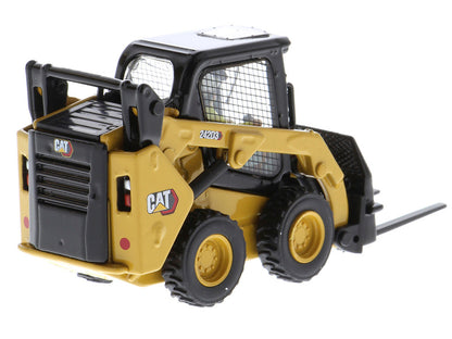CAT Caterpillar 242D3 Wheeled Skid Steer Loader with Work Tools and Operator Yellow "High Line Series" 1/50 Diecast Model by Diecast Masters by Diecast Masters