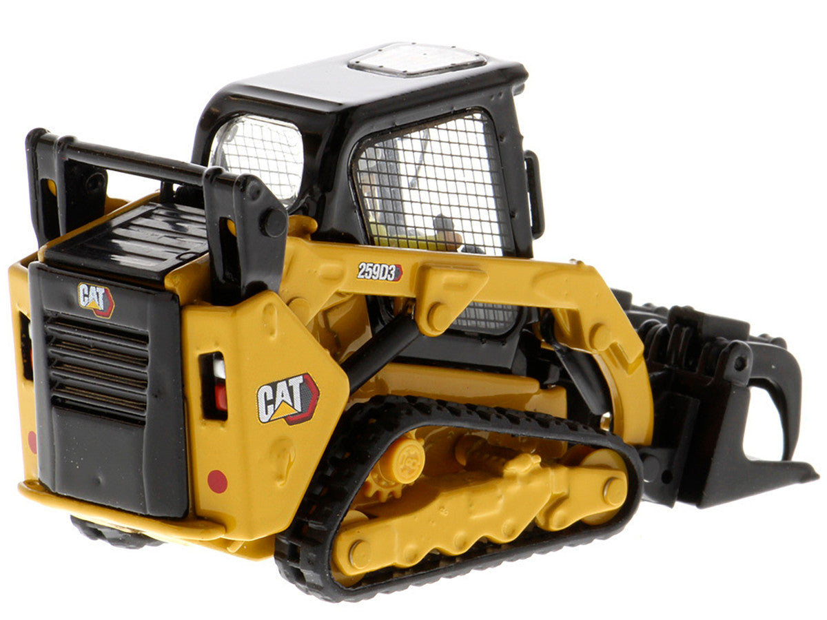CAT Caterpillar 259D3 Compact Track Loader with Work Tools and Operator Yellow "High Line Series" 1/50 Diecast Model by Diecast Masters by Diecast Masters