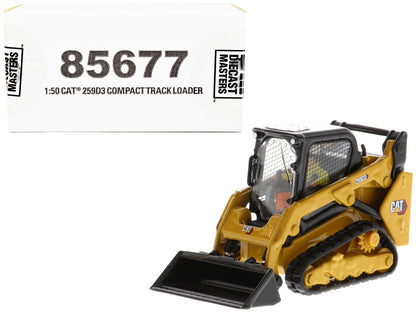 CAT Caterpillar 259D3 Compact Track Loader with Work Tools and Operator Yellow "High Line Series" 1/50 Diecast Model by Diecast Masters by Diecast Masters