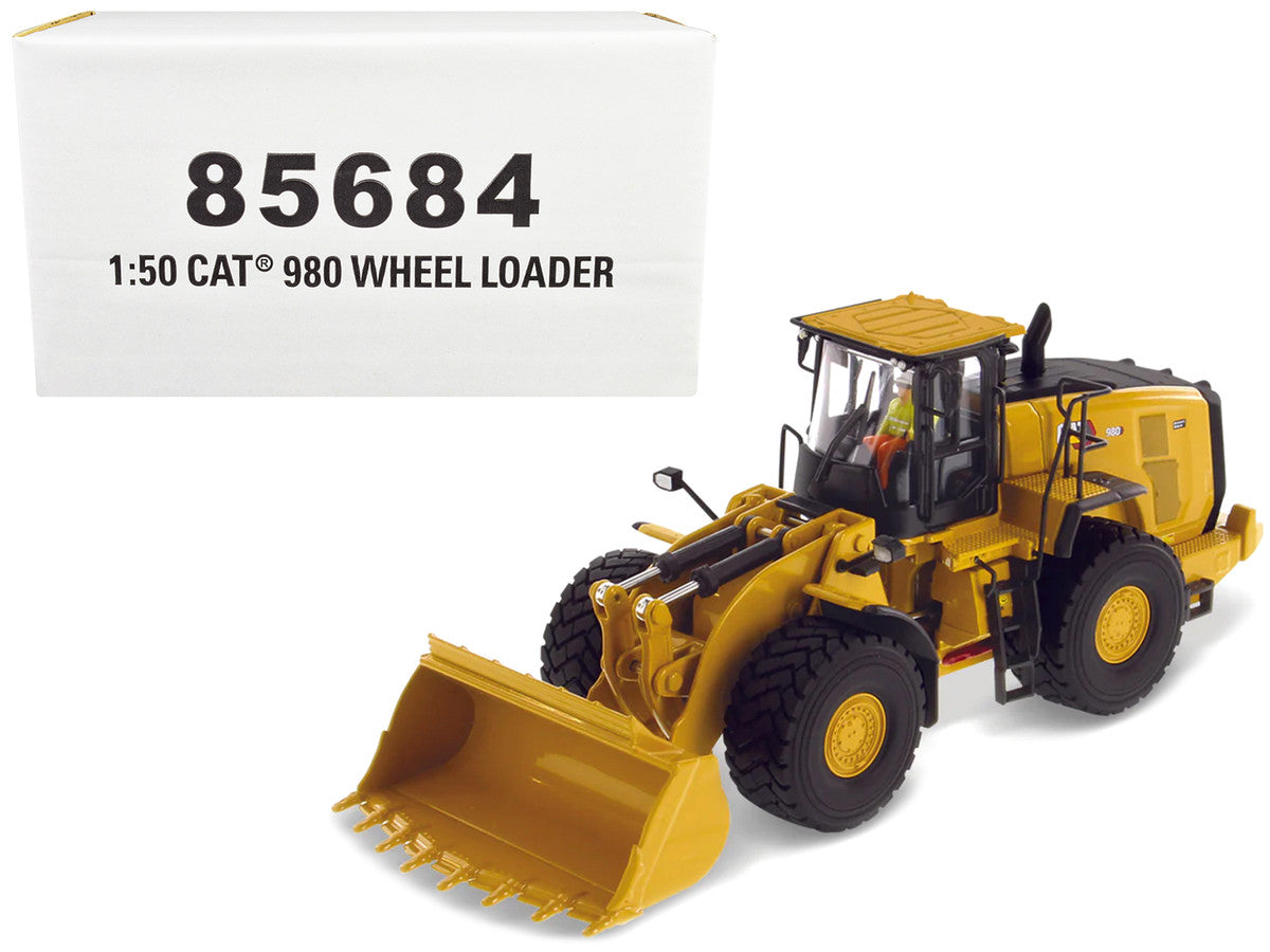 CAT Caterpillar 980 Wheel Loader Yellow with Operator "High Line Series" 1/50 Diecast Model by Diecast Masters by Diecast Masters