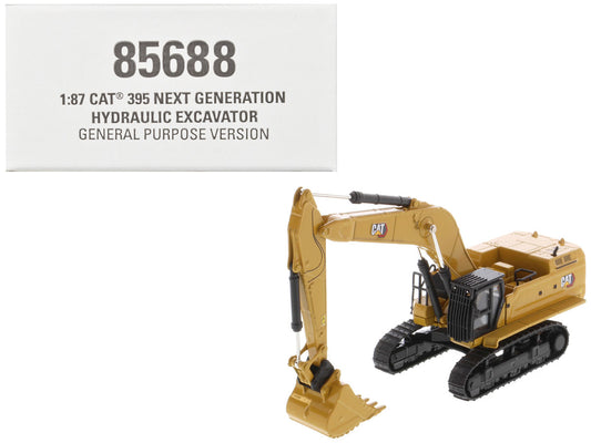 CAT Caterpillar 395 Next-Generation Hydraulic Excavator (General Purpose Version) Yellow with Additional Tools "High Line Series" 1/87 (HO) Diecast Model by Diecast Masters by Diecast Masters