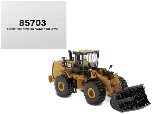 CAT Caterpillar 966M Wheel Loader with Operator (Dirty Version) "Weathered" Series 1/50 Diecast Model by Diecast Masters by Diecast Masters