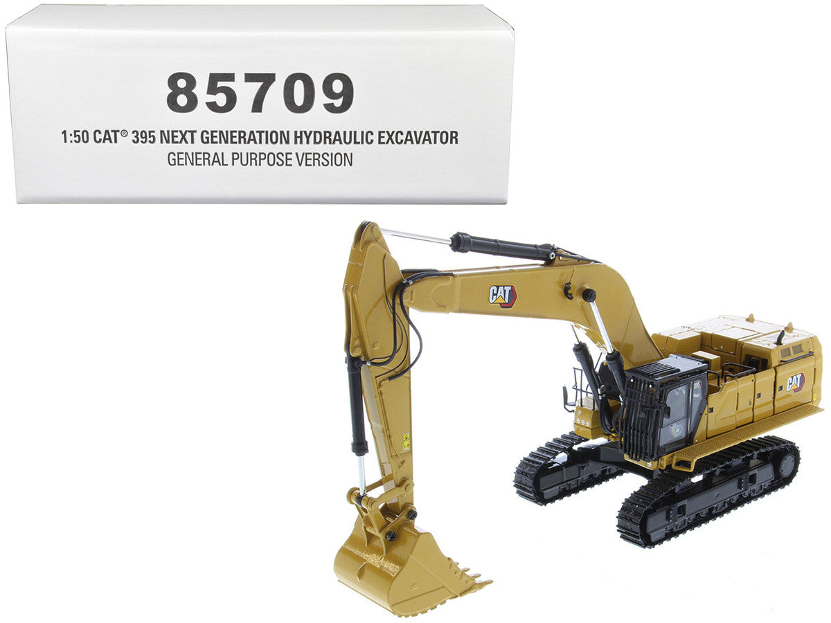 CAT Caterpillar 395 Next Generation Hydraulic Excavator (General Purpose Version) Yellow with Operator and Additional Tools "High Line" Series 1/50 Diecast Model by Diecast Masters by Diecast Masters