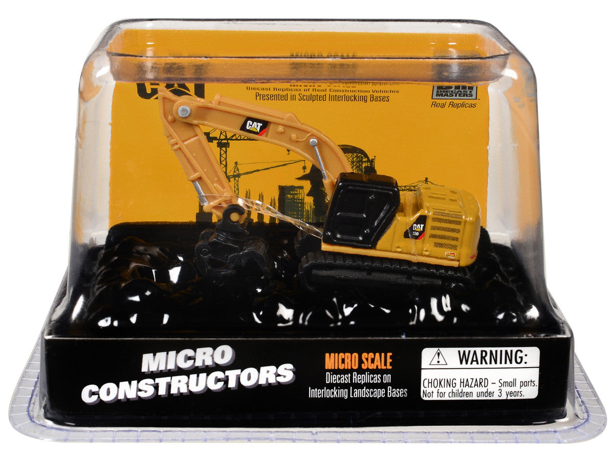 CAT Caterpillar 320 Hydraulic Excavator Grapple Yellow "Micro-Constructor" Series Diecast Model by Diecast Masters by Diecast Masters