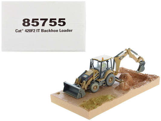 CAT Caterpillar 420F2 IT Backhoe Loader with Operator Yellow "Weathered Series" 1/50 Diecast Model by Diecast Masters by Diecast Masters
