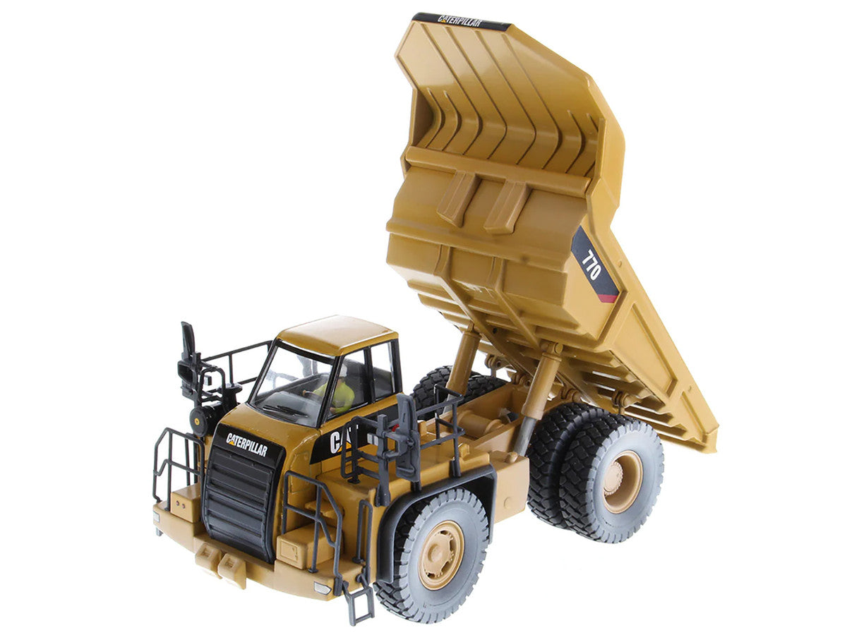 CAT Caterpillar 770 Off-Highway Truck Yellow (Weathered) with Operator "Weathered" Series 1/50 Diecast Model by Diecast Masters by Diecast Masters