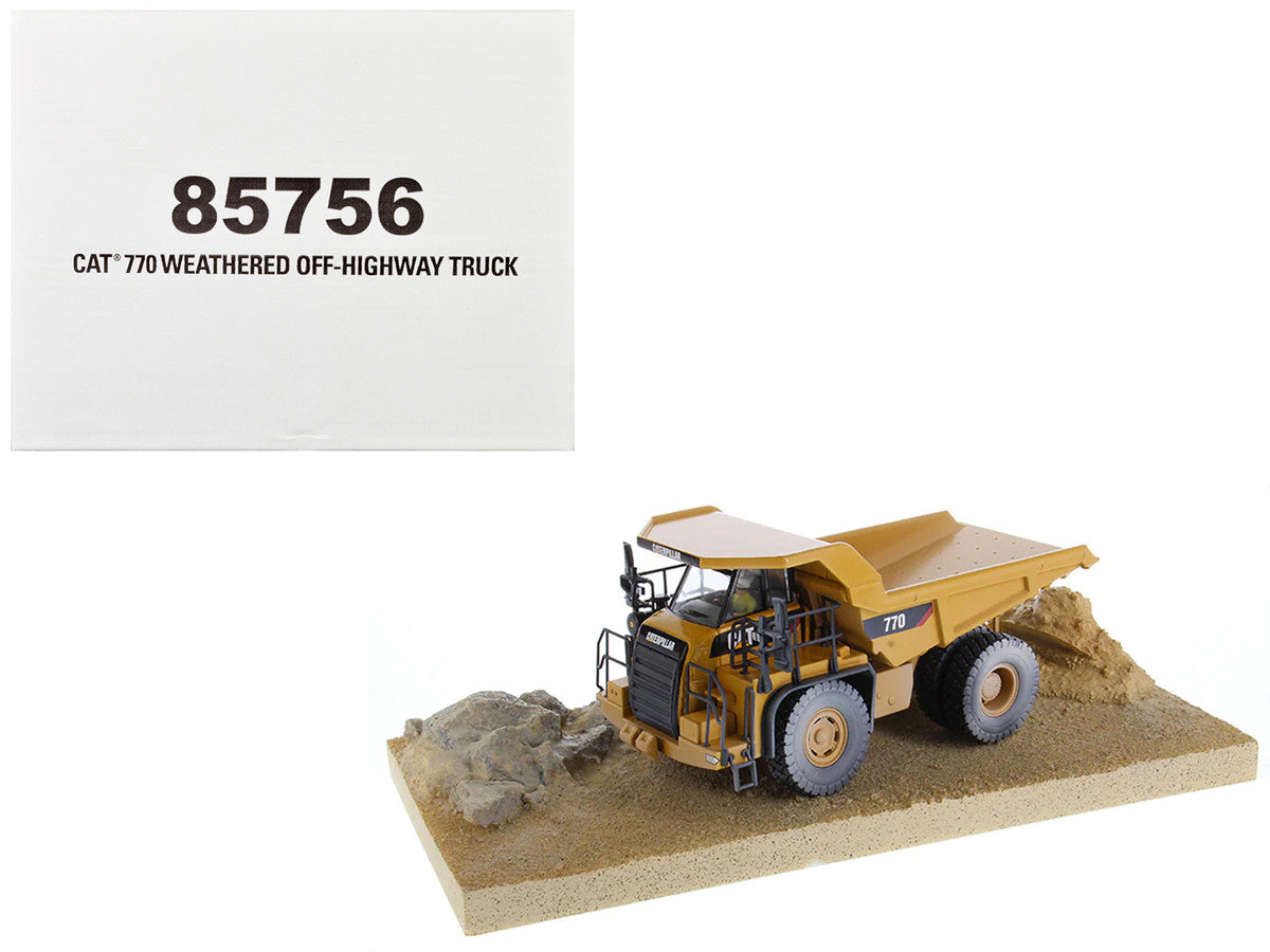 CAT Caterpillar 770 Off-Highway Truck Yellow (Weathered) with Operator "Weathered" Series 1/50 Diecast Model by Diecast Masters by Diecast Masters