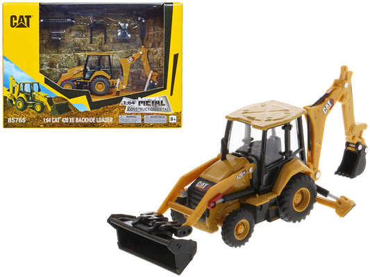 CAT Caterpillar 420 XE Backhoe Loader with Work Tools Yellow 1/64 Diecast Model by Diecast Masters by Diecast Masters