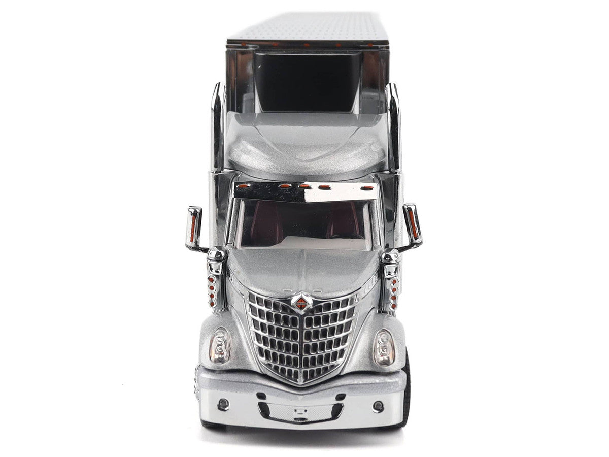 International Lonestar Truck with Sleeper Silver Metallic with "CAT Caterpillar" Mural Trailer "Transport Series" 1/50 Diecast Model by Diecast Masters by Diecast Masters