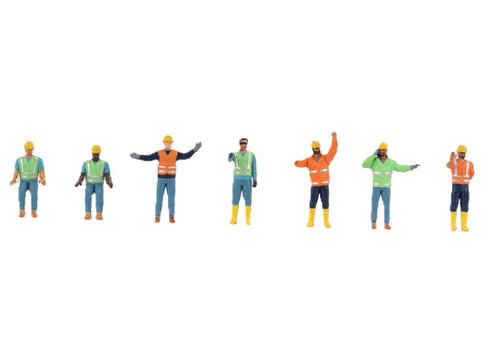 "Construction Workers" 7 Piece Figure Set for 1/50 Scale Models by Diecast Masters by Diecast Masters