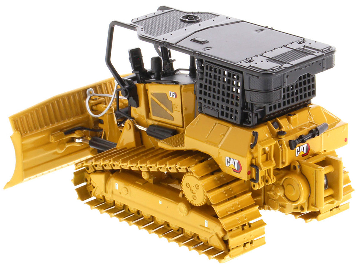 CAT Caterpillar D5 LGP Track Type Tractor Fire Dozer Yellow with Operator "High Line" Series 1/50 Diecast Model by Diecast Masters by Diecast Masters