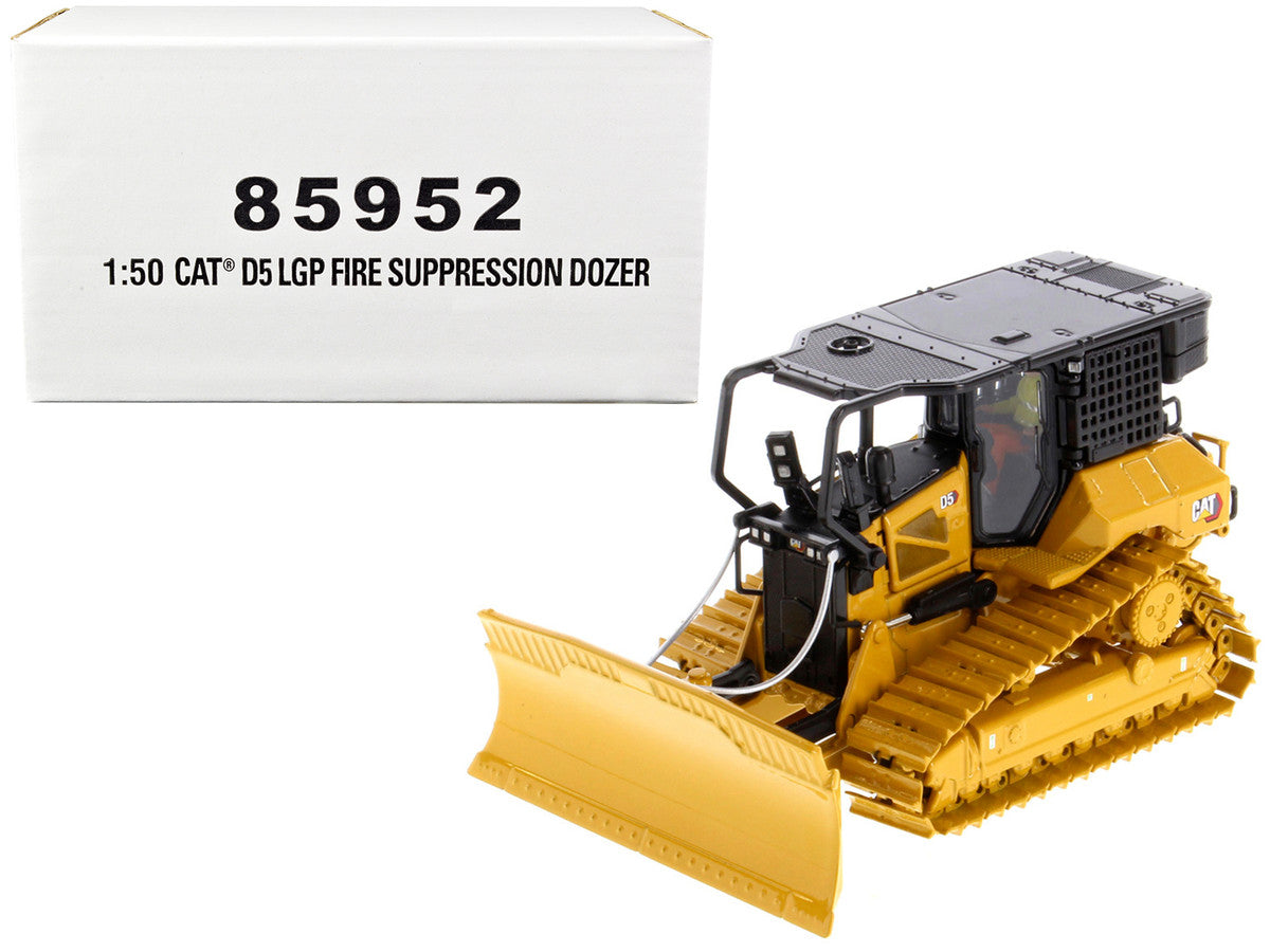 CAT Caterpillar D5 LGP Track Type Tractor Fire Dozer Yellow with Operator "High Line" Series 1/50 Diecast Model by Diecast Masters by Diecast Masters