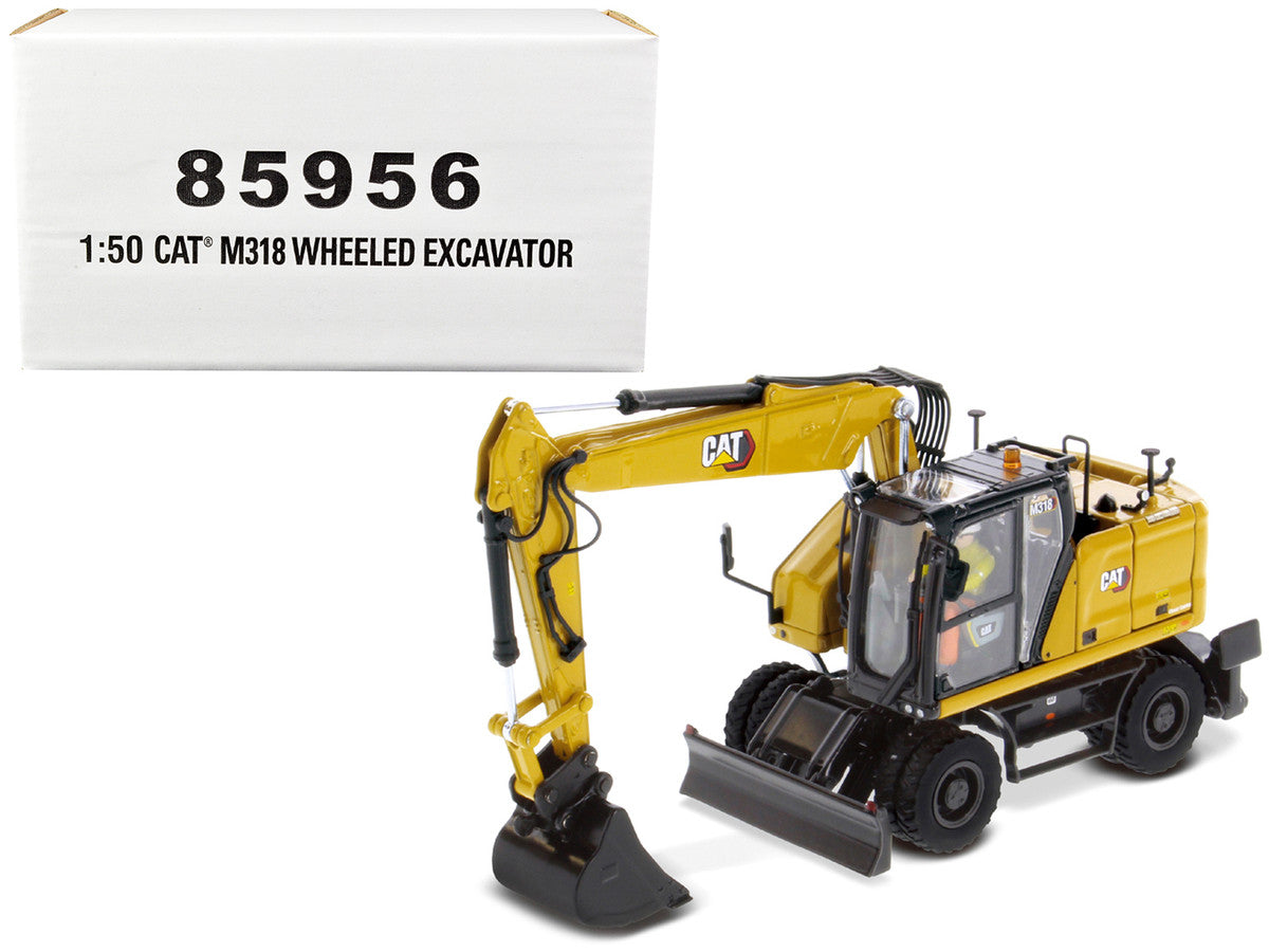 CAT Caterpillar M318 Wheeled Excavator Yellow with Operator "High Line" Series 1/50 Diecast Model by Diecast Masters by Diecast Masters