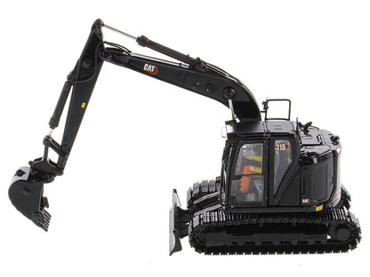 CAT Caterpillar 315 Track Type Hydraulic Excavator Special Black Finish with Operator "High Line" Series 1/50 Diecast Model by Diecast Masters by Diecast Masters