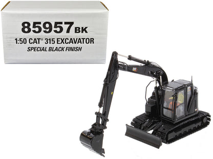 CAT Caterpillar 315 Track Type Hydraulic Excavator Special Black Finish with Operator "High Line" Series 1/50 Diecast Model by Diecast Masters by Diecast Masters