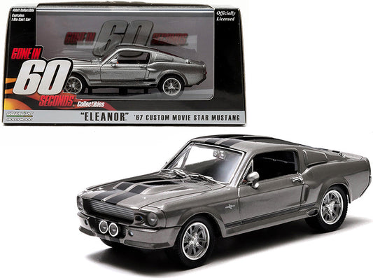 1967 Ford Mustang Custom "Eleanor" Gray Metallic with Black Stripes "Gone in 60 Seconds" (2000) Movie 1/43 Diecast Model Car by Greenlight by Greenlight