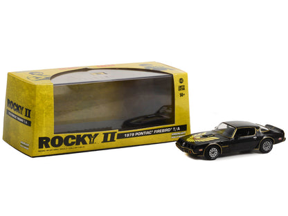 1979 Pontiac Firebird T/A Trans Am Black with Hood Phoenix "Rocky II (1979) Movie" 1/43 Diecast Model Car by Greenlight by Greenlight