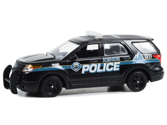 2013 Ford Police Interceptor Utility "Kehoe Police Department Kehoe Colorado" Black with White Stripes "Cold Pursuit" (2019) Movie 1/43 Diecast Model Car by Greenlight by Greenlight