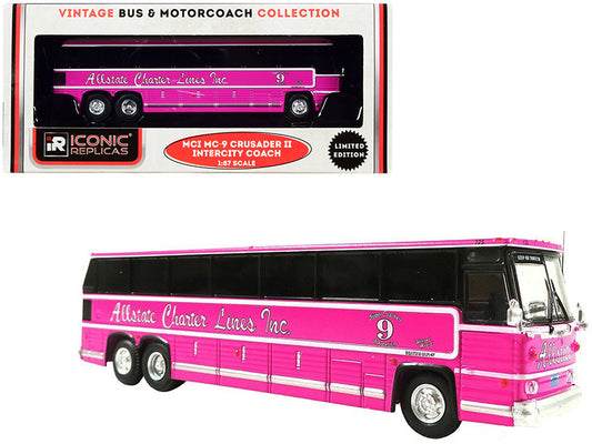 1980 MCI MC-9 Crusader II Intercity Coach Bus Pink "Allstate Charter Lines Inc." "Vintage Bus & Motorcoach Collection" 1/87 (HO) Diecast Model by Iconic Replicas by Iconic Replicas