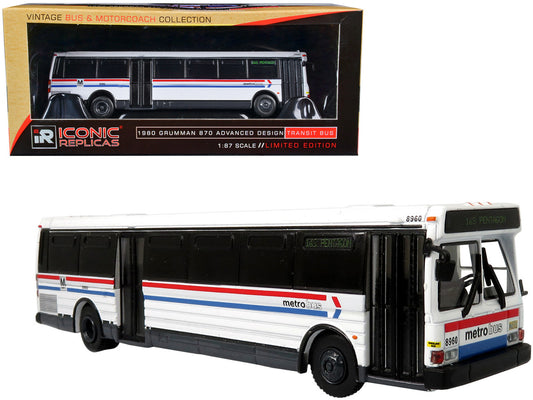 1980 Grumman 870 Advanced Design Transit Bus WMATA (Washington Metropolitan Area Transit Authority) Metro Bus "16S Pentagon" "Vintage Bus & Motorcoach Collection" 1/87 Diecast Model by Iconic Replicas by Iconic Replicas
