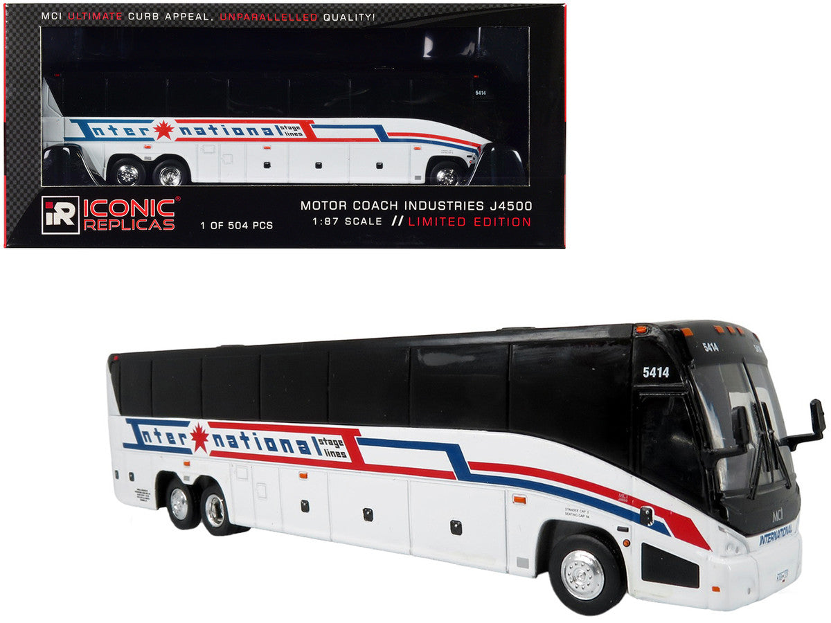 MCI J4500 Coach Bus "International Stage Lines" White "The Bus & Motorcoach Collection" Limited Edition to 504 pieces Worldwide 1/87 (HO) Diecast Model by Iconic Replicas by Iconic Replicas