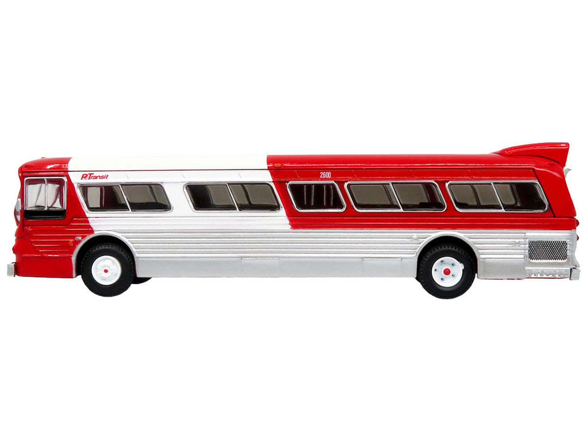 Flxible 53102 New Look Transit Bus "Pittsburgh Area Transit" Red and White "Vintage Bus & Motorcoach Collection" Limited Edition 1/87 (HO) Diecast Model by Iconic Replicas by Iconic Replicas