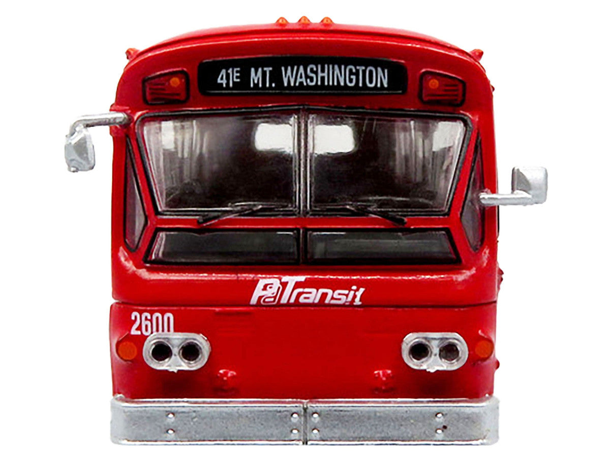 Flxible 53102 New Look Transit Bus "Pittsburgh Area Transit" Red and White "Vintage Bus & Motorcoach Collection" Limited Edition 1/87 (HO) Diecast Model by Iconic Replicas by Iconic Replicas