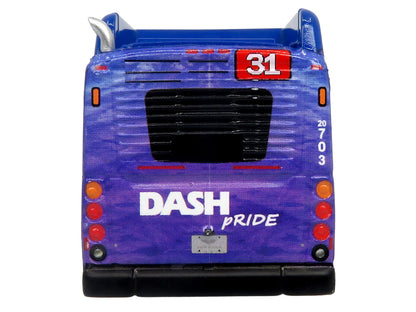 New Flyer Xcelsior XN40 Transit Bus "DASH Pride Livery" Blue with Rainbow Graphics "The Bus & Motorcoach Collection" Limited Edition 1/87 (HO) Diecast Model by Iconic Replicas by Iconic Replicas