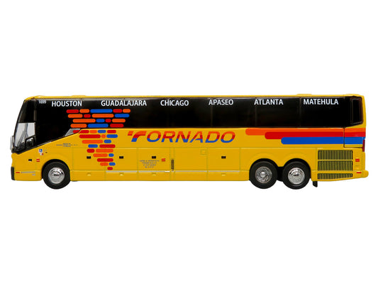 Prevost H3-45 Coach Bus "Tornado Bus Company" Yellow with Graphics Limited Edition 1/87 (HO) Diecast Model by Iconic Replicas by Iconic Replicas