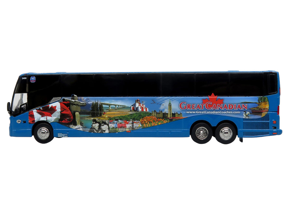 Prevost H3-45 Coach Bus "Great Canadian Coaches" Blue with Graphics Limited Edition 1/87 (HO) Diecast Model by Iconic Replicas by Iconic Replicas