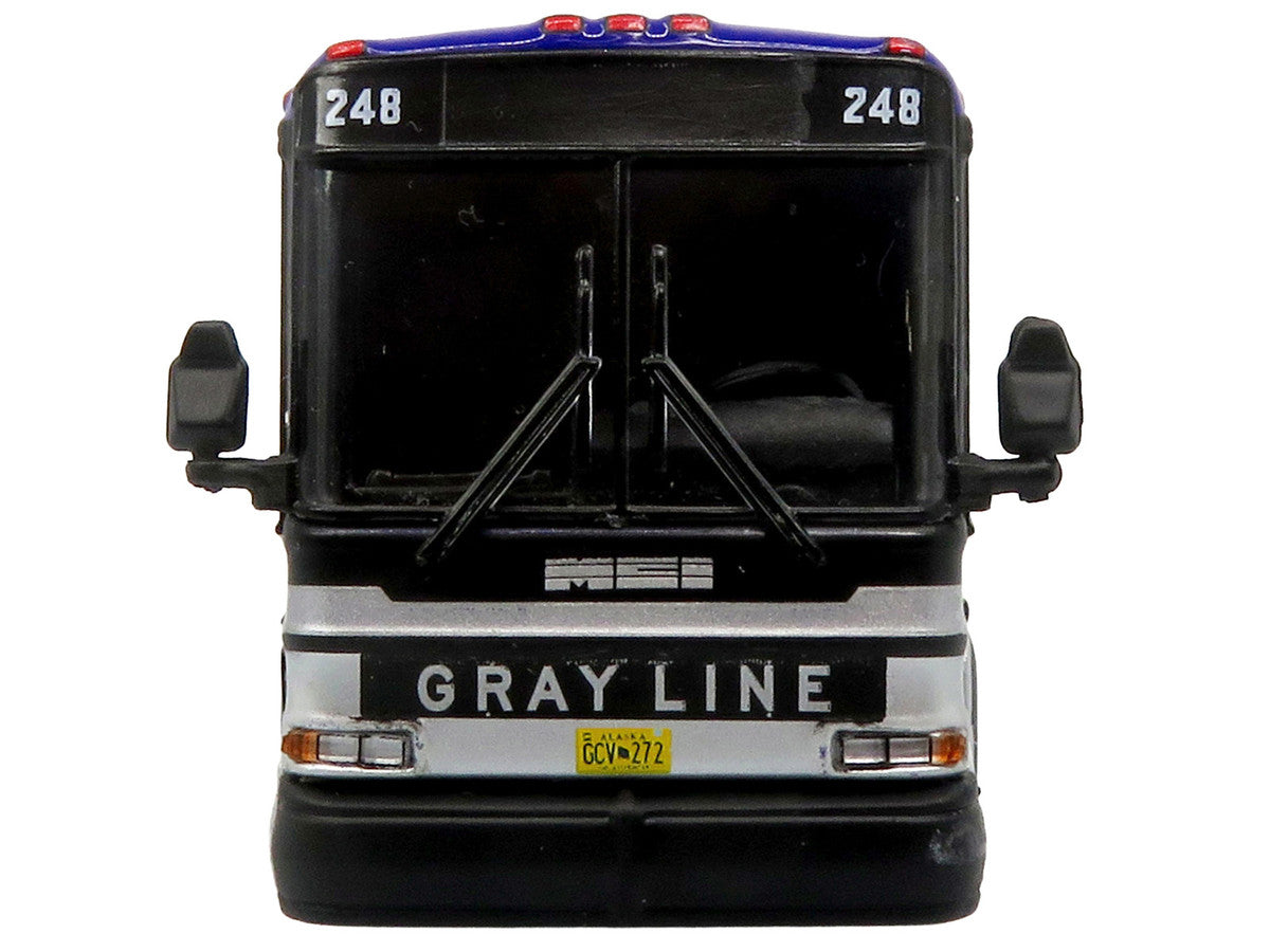 2001 MCI D4000 Coach Bus "Gray Line of Alaska" Dark Blue with Stripes "Vintage Bus & Motorcoach Collection" Limited Edition to 504 pieces Worldwide 1/87 (HO) Diecast Model by Iconic Replicas by Iconic Replicas