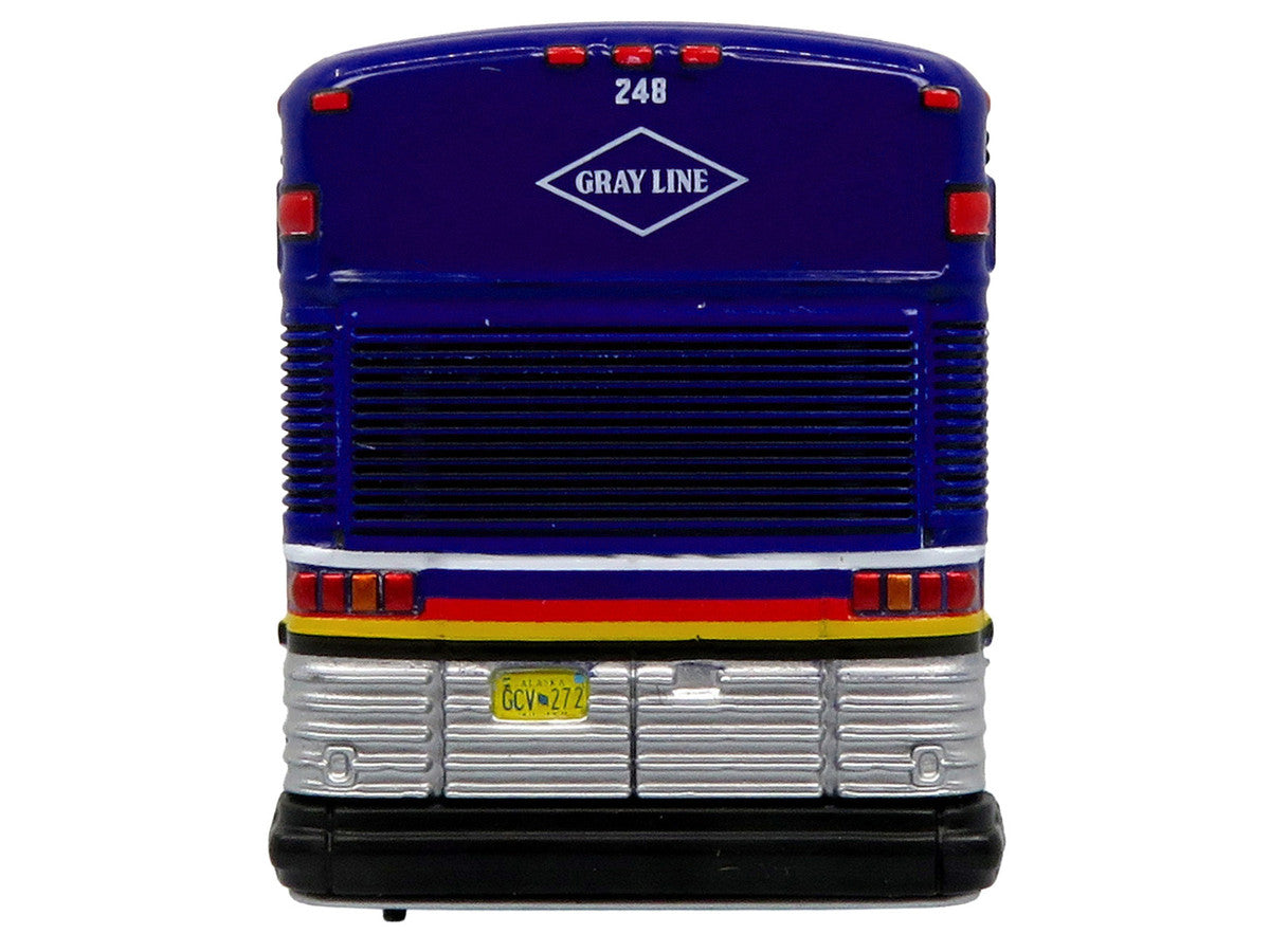 2001 MCI D4000 Coach Bus "Gray Line of Alaska" Dark Blue with Stripes "Vintage Bus & Motorcoach Collection" Limited Edition to 504 pieces Worldwide 1/87 (HO) Diecast Model by Iconic Replicas by Iconic Replicas
