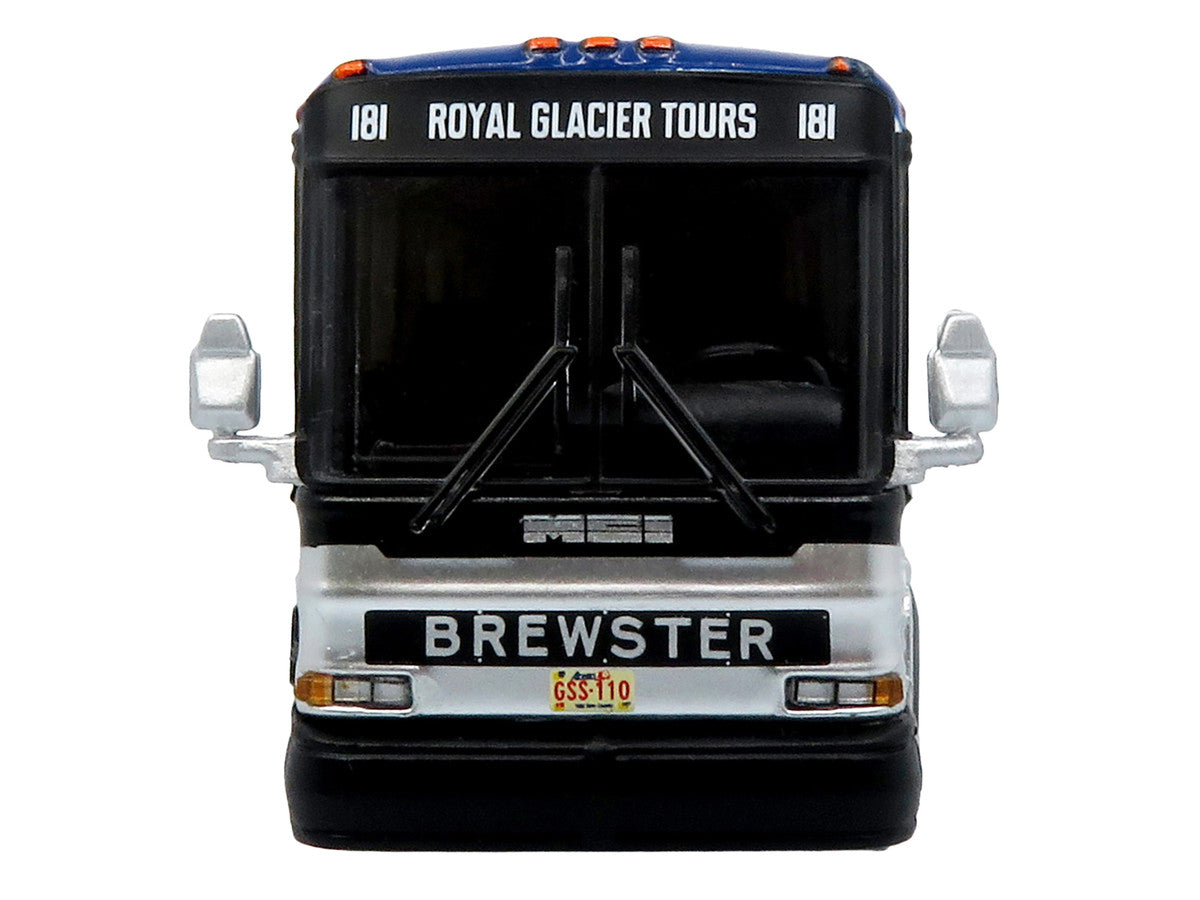 2001 MCI D4000 Coach Bus "Brewster Gray Line" White with Blue Stripes "Vintage Bus & Motorcoach Collection" Limited Edition to 504 pieces Worldwide 1/87 (HO) Diecast Model by Iconic Replicas by Iconic Replicas