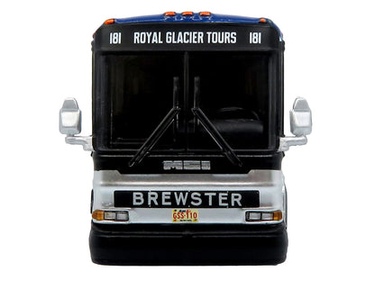 2001 MCI D4000 Coach Bus "Brewster Gray Line" White with Blue Stripes "Vintage Bus & Motorcoach Collection" Limited Edition to 504 pieces Worldwide 1/87 (HO) Diecast Model by Iconic Replicas by Iconic Replicas