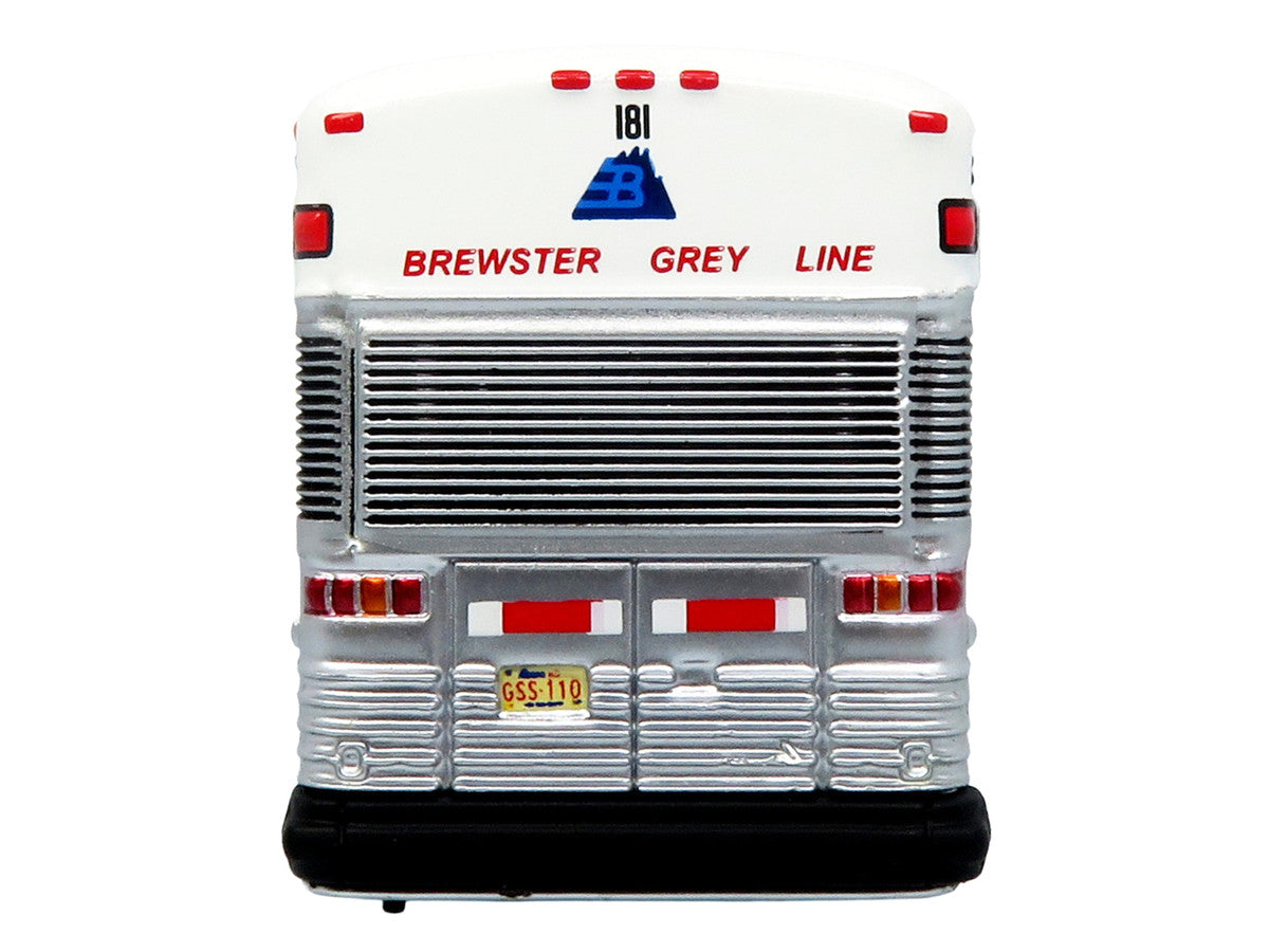 2001 MCI D4000 Coach Bus "Brewster Gray Line" White with Blue Stripes "Vintage Bus & Motorcoach Collection" Limited Edition to 504 pieces Worldwide 1/87 (HO) Diecast Model by Iconic Replicas by Iconic Replicas