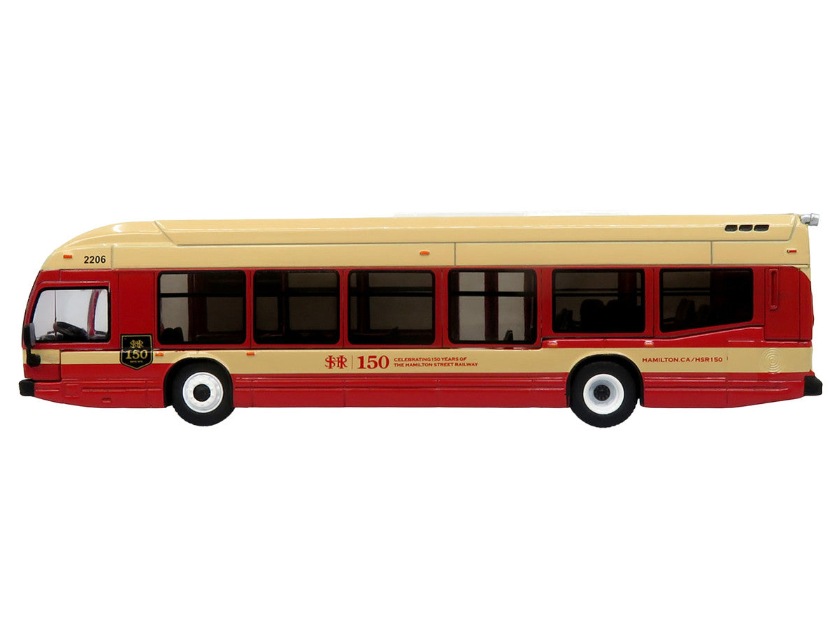 Nova Bus LFS HEV Transit Bus "Hamilton Street Railway 150th Anniversary" Cream and Red "The Bus & Motorcoach Collection" Limited Edition to 504 pieces Worldwide 1/87 (HO) Diecast Model by Iconic Replicas by Iconic Replicas
