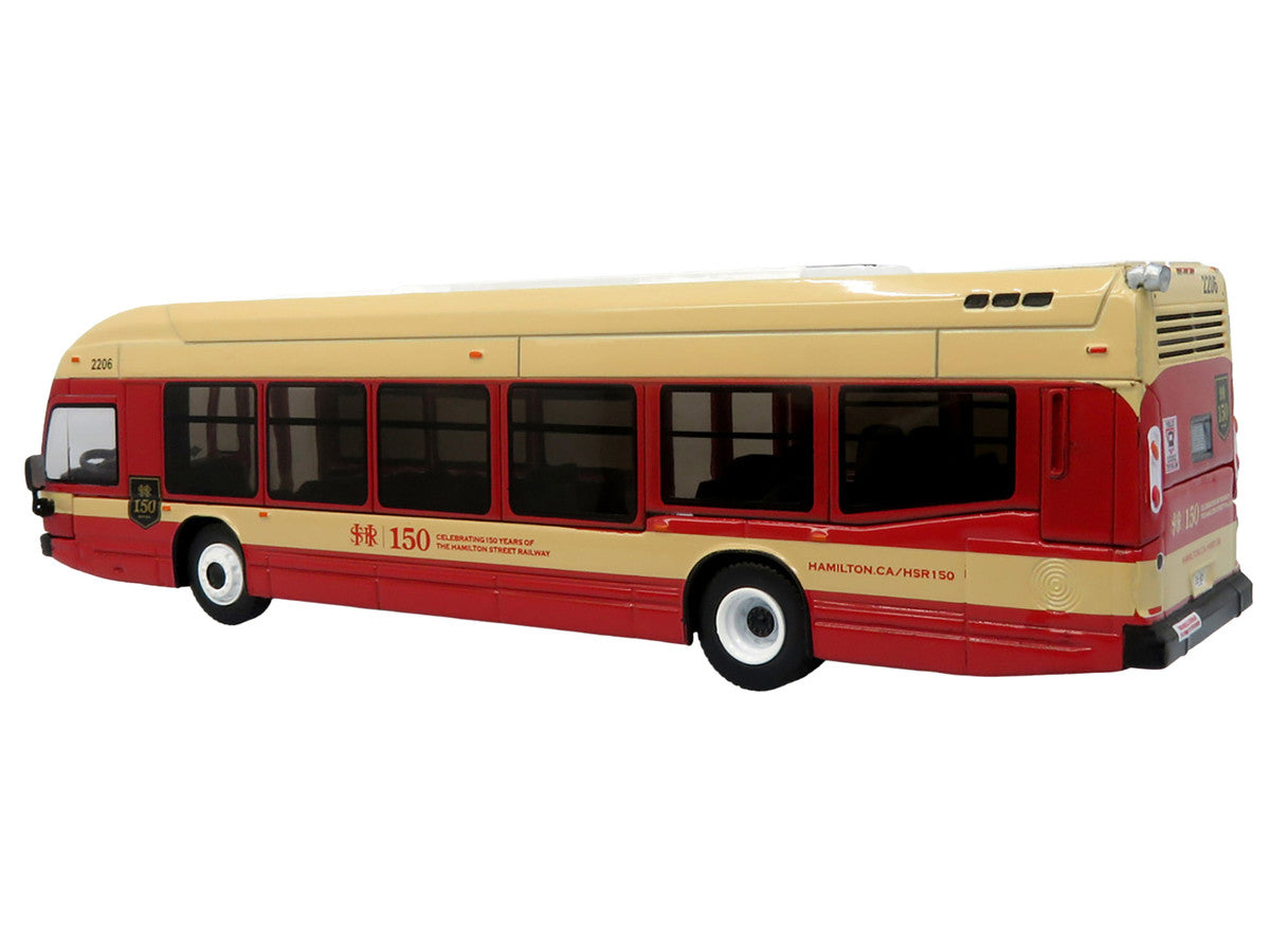 Nova Bus LFS HEV Transit Bus "Hamilton Street Railway 150th Anniversary" Cream and Red "The Bus & Motorcoach Collection" Limited Edition to 504 pieces Worldwide 1/87 (HO) Diecast Model by Iconic Replicas by Iconic Replicas