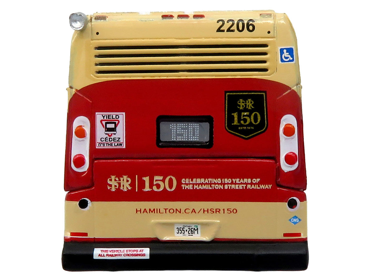 Nova Bus LFS HEV Transit Bus "Hamilton Street Railway 150th Anniversary" Cream and Red "The Bus & Motorcoach Collection" Limited Edition to 504 pieces Worldwide 1/87 (HO) Diecast Model by Iconic Replicas by Iconic Replicas