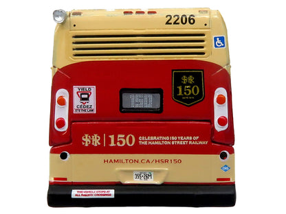 Nova Bus LFS HEV Transit Bus "Hamilton Street Railway 150th Anniversary" Cream and Red "The Bus & Motorcoach Collection" Limited Edition to 504 pieces Worldwide 1/87 (HO) Diecast Model by Iconic Replicas by Iconic Replicas