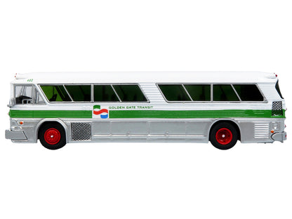 1964 MCI MC-5A Coach Bus "Golden Gate Transit" White with Green Stripes "Vintage Bus & Motorcoach Collection" Limited Edition to 504 pieces Worldwide 1/87 (HO) Diecast Model by Iconic Replicas by Iconic Replicas