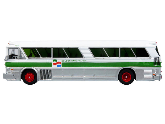 1964 MCI MC-5A Coach Bus "Golden Gate Transit" White with Green Stripes "Vintage Bus & Motorcoach Collection" Limited Edition to 504 pieces Worldwide 1/87 (HO) Diecast Model by Iconic Replicas by Iconic Replicas