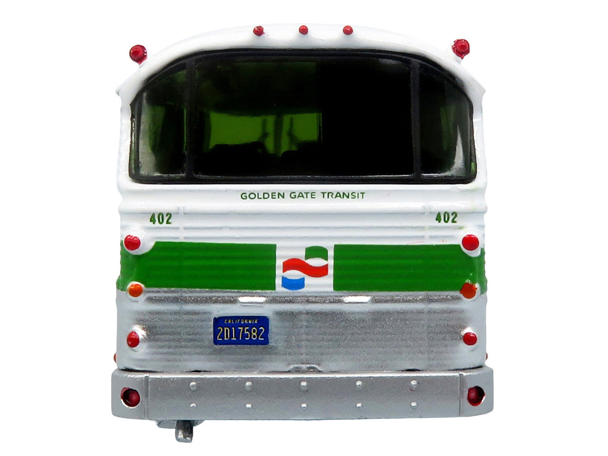 1964 MCI MC-5A Coach Bus "Golden Gate Transit" White with Green Stripes "Vintage Bus & Motorcoach Collection" Limited Edition to 504 pieces Worldwide 1/87 (HO) Diecast Model by Iconic Replicas by Iconic Replicas