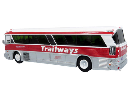 1964 MCI MC-5A Coach Bus "Trailways Chicago" White with Red Stripes "Vintage Bus & Motorcoach Collection" Limited Edition to 504 pieces Worldwide 1/87 (HO) Diecast Model by Iconic Replicas by Iconic Replicas