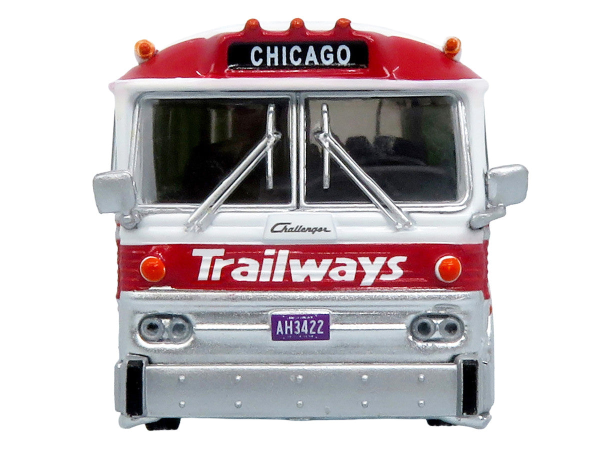 1964 MCI MC-5A Coach Bus "Trailways Chicago" White with Red Stripes "Vintage Bus & Motorcoach Collection" Limited Edition to 504 pieces Worldwide 1/87 (HO) Diecast Model by Iconic Replicas by Iconic Replicas