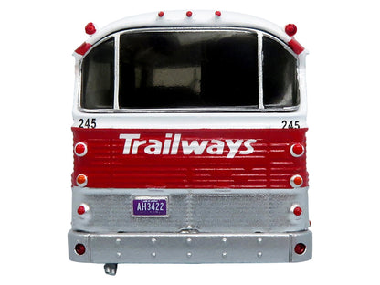1964 MCI MC-5A Coach Bus "Trailways Chicago" White with Red Stripes "Vintage Bus & Motorcoach Collection" Limited Edition to 504 pieces Worldwide 1/87 (HO) Diecast Model by Iconic Replicas by Iconic Replicas