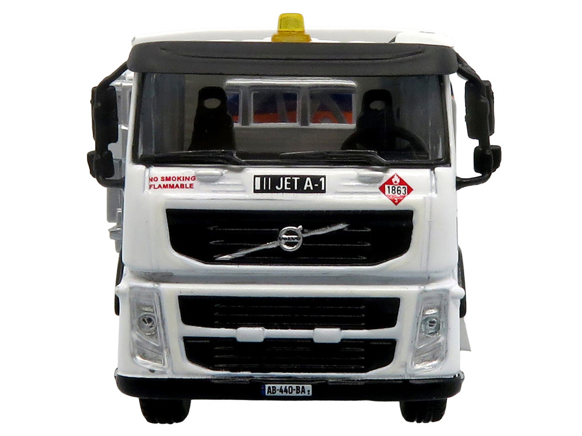 Volvo FM500 with Esterer Aviation Refueling Tanker Truck "Gulf Aviation" White with Blue Stripes Limited Edition 1/87 (HO) Diecast Model by Iconic Replicas by Iconic Replicas