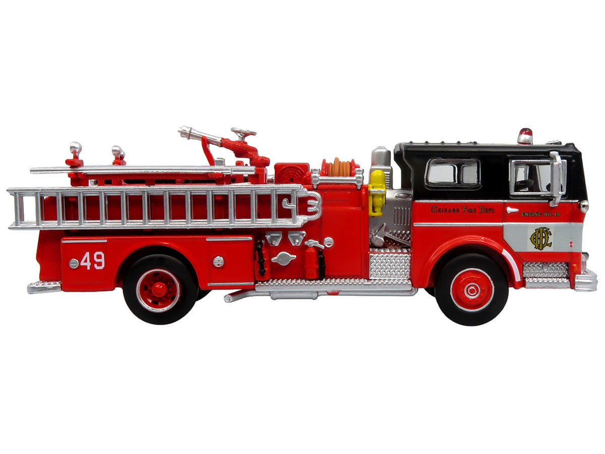 1974 Ward LaFrance Fire Engine "Chicago Fire Department - Engine 49" Red with Black Top "5 Alarm" Series Limited Edition 1/87 (HO) Diecast Model by Iconic Replicas by Iconic Replicas